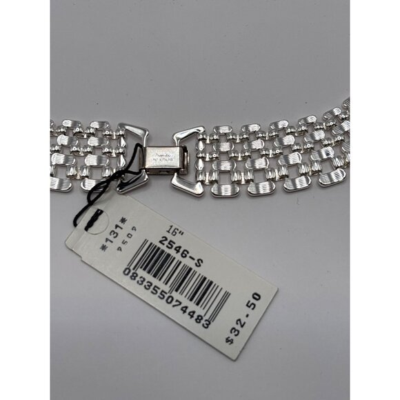 Napier Vintage Silver Tone 7 Tier Panther Link Choker 16" Necklace Original Tag - Picture 3 of 4